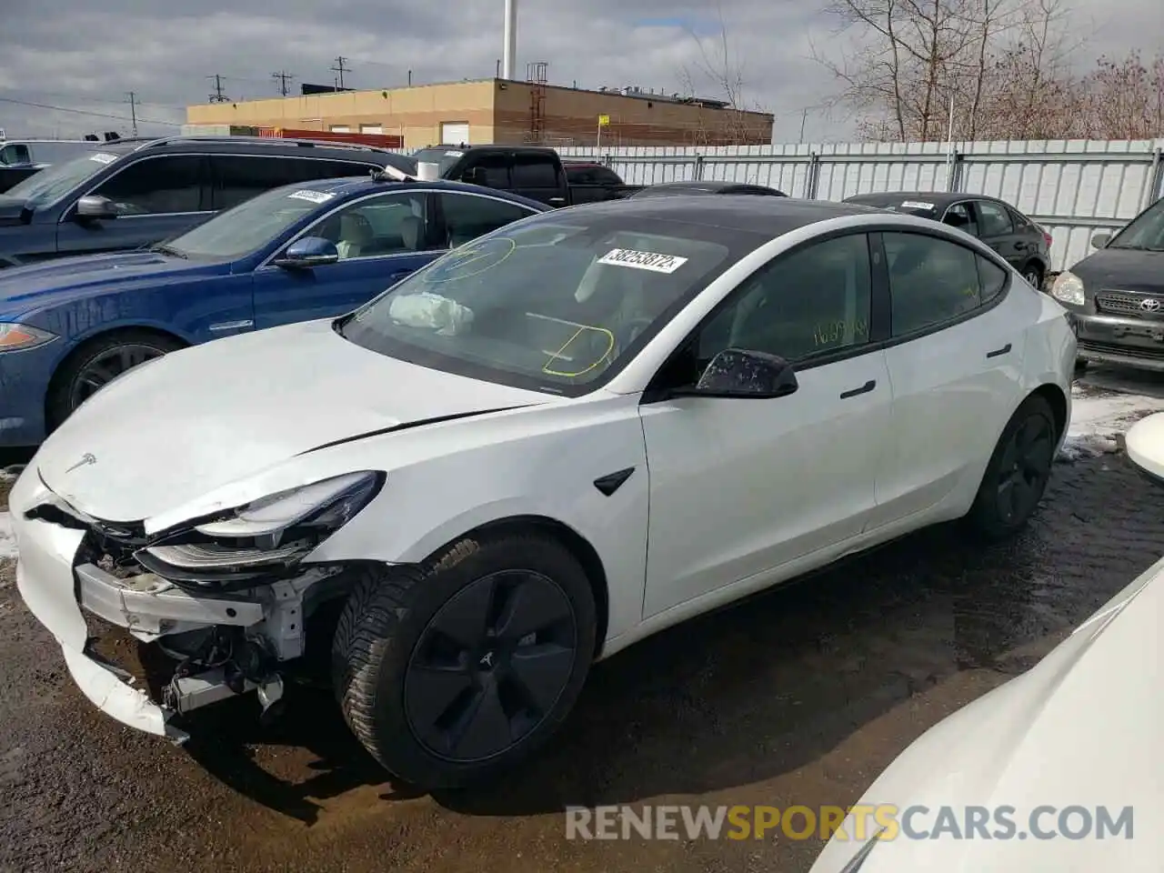 2 Photograph of a damaged car 5YJ3E1EA2MF871642 TESLA MODEL 3 2021