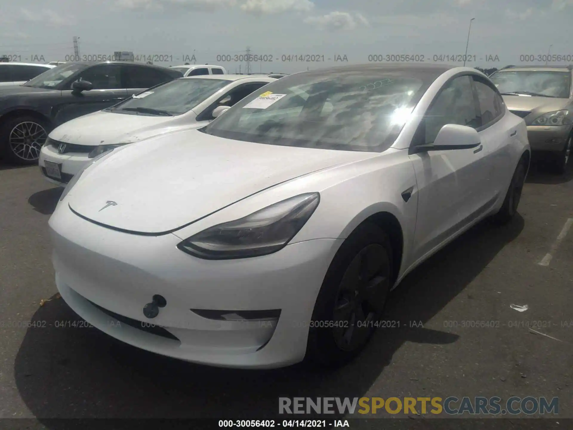 2 Photograph of a damaged car 5YJ3E1EA2MF873388 TESLA MODEL 3 2021