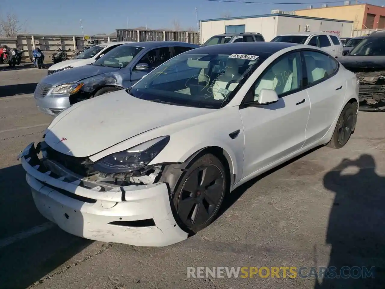 2 Photograph of a damaged car 5YJ3E1EA2MF917311 TESLA MODEL 3 2021