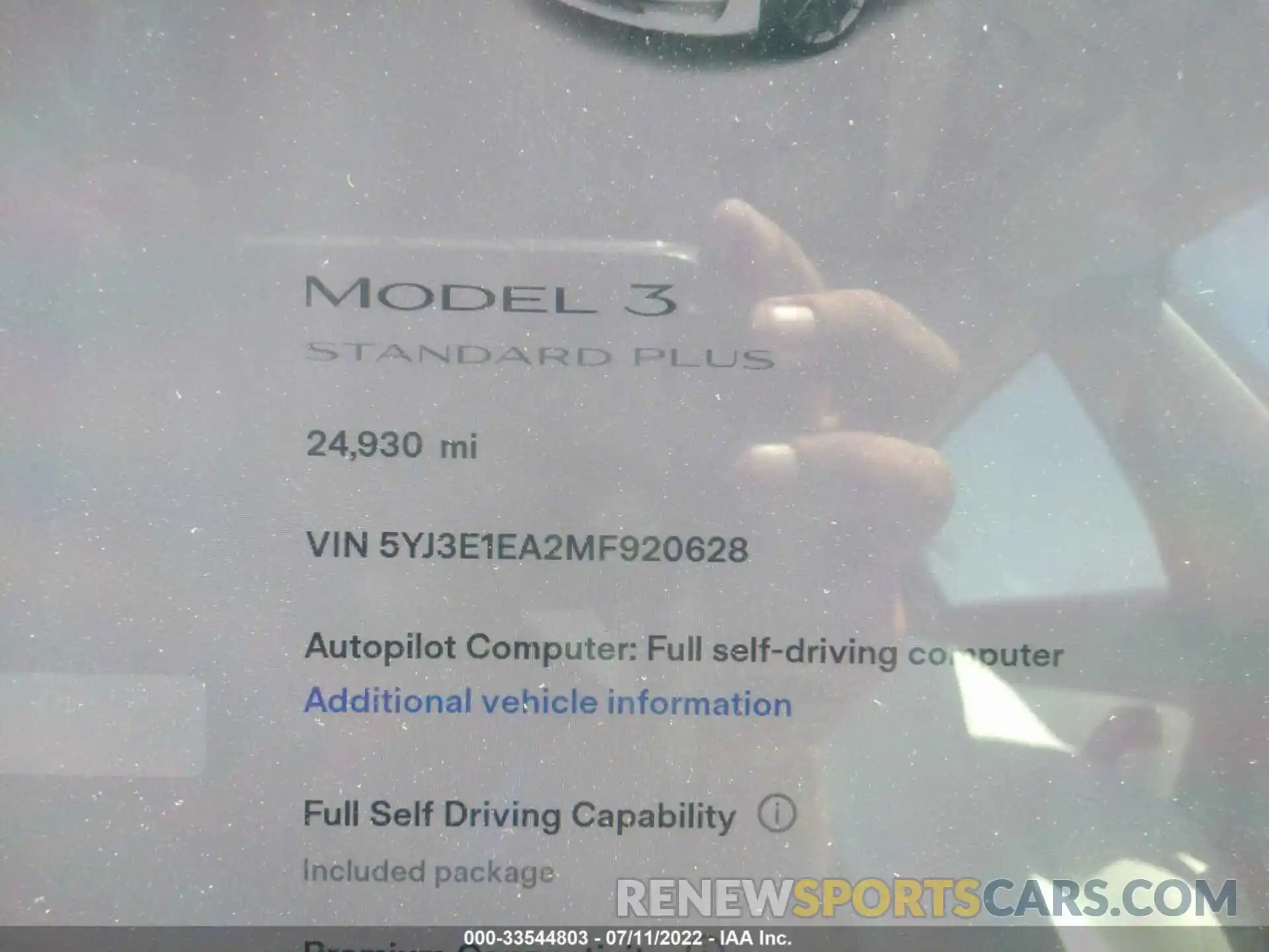 7 Photograph of a damaged car 5YJ3E1EA2MF920628 TESLA MODEL 3 2021