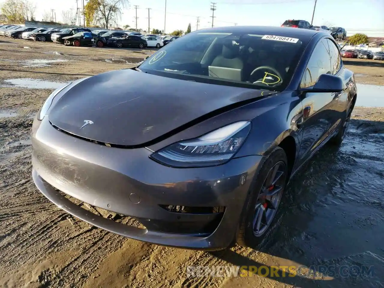 2 Photograph of a damaged car 5YJ3E1EA2MF923240 TESLA MODEL 3 2021