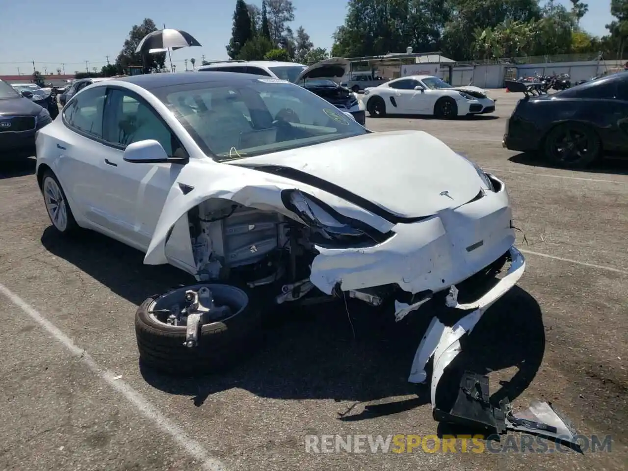 1 Photograph of a damaged car 5YJ3E1EA2MF927787 TESLA MODEL 3 2021