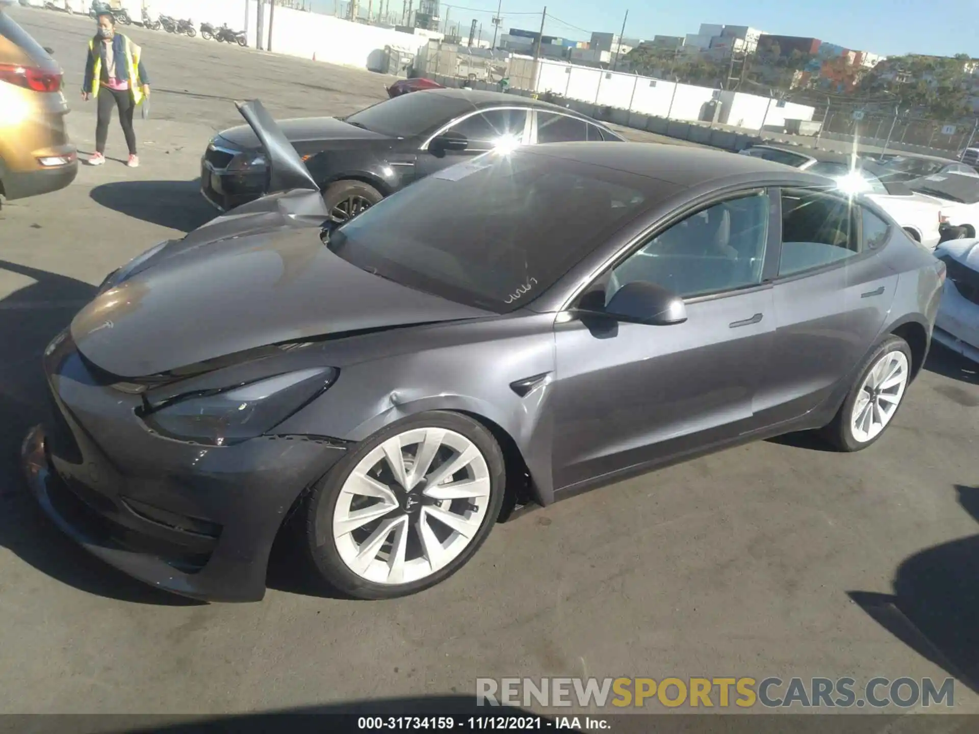 2 Photograph of a damaged car 5YJ3E1EA2MF927854 TESLA MODEL 3 2021