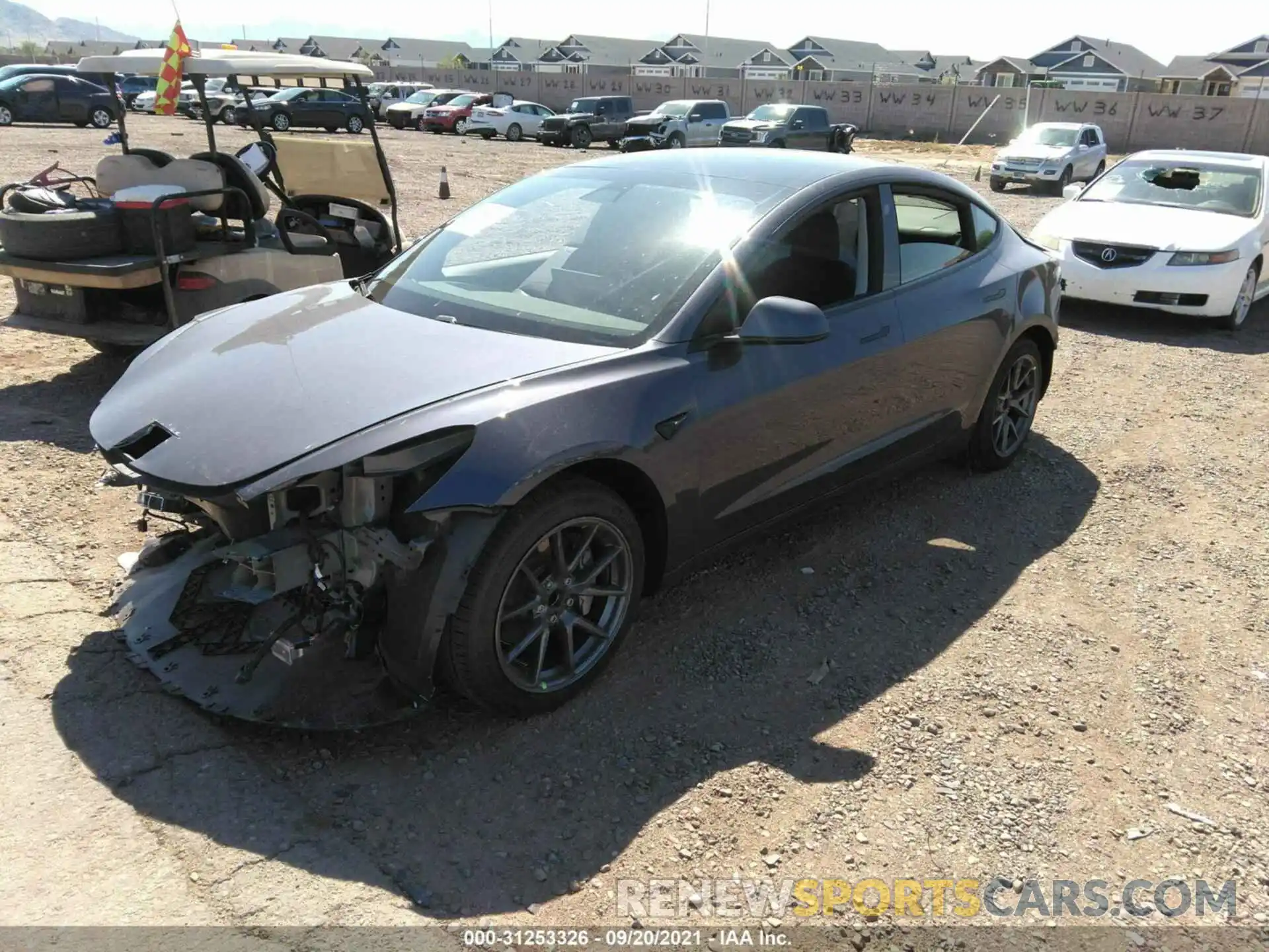 2 Photograph of a damaged car 5YJ3E1EA2MF940085 TESLA MODEL 3 2021