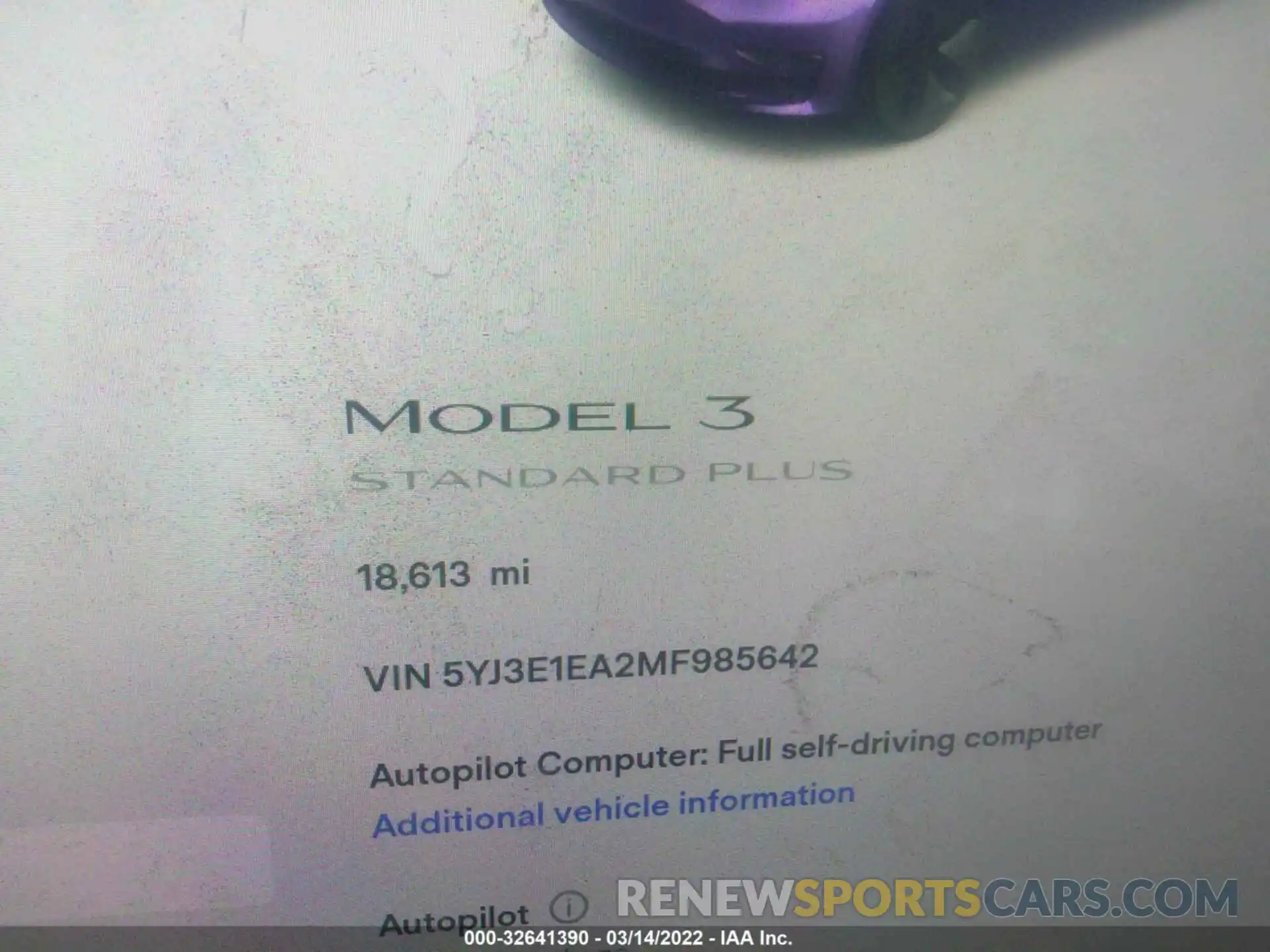 7 Photograph of a damaged car 5YJ3E1EA2MF985642 TESLA MODEL 3 2021