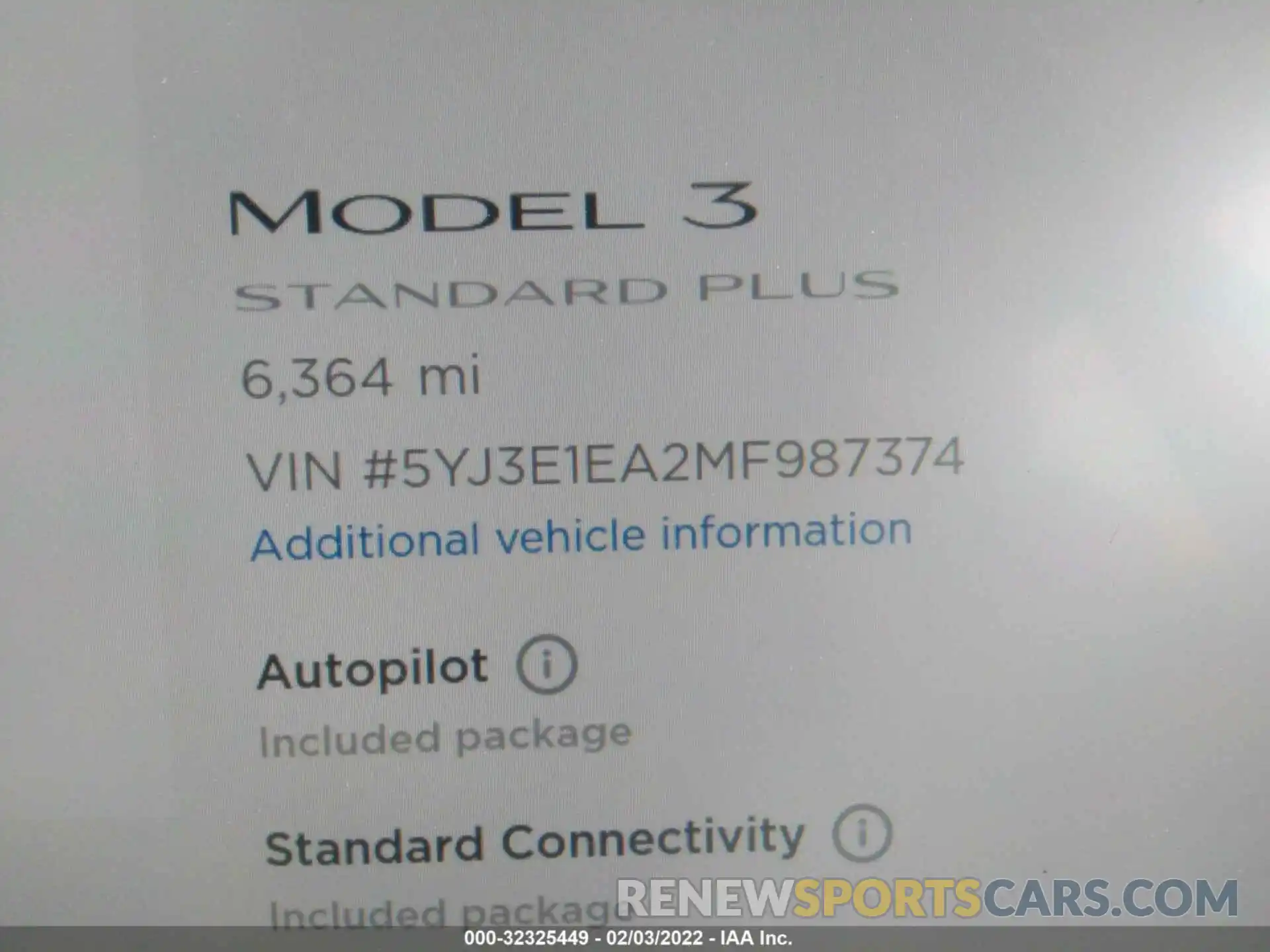 7 Photograph of a damaged car 5YJ3E1EA2MF987374 TESLA MODEL 3 2021