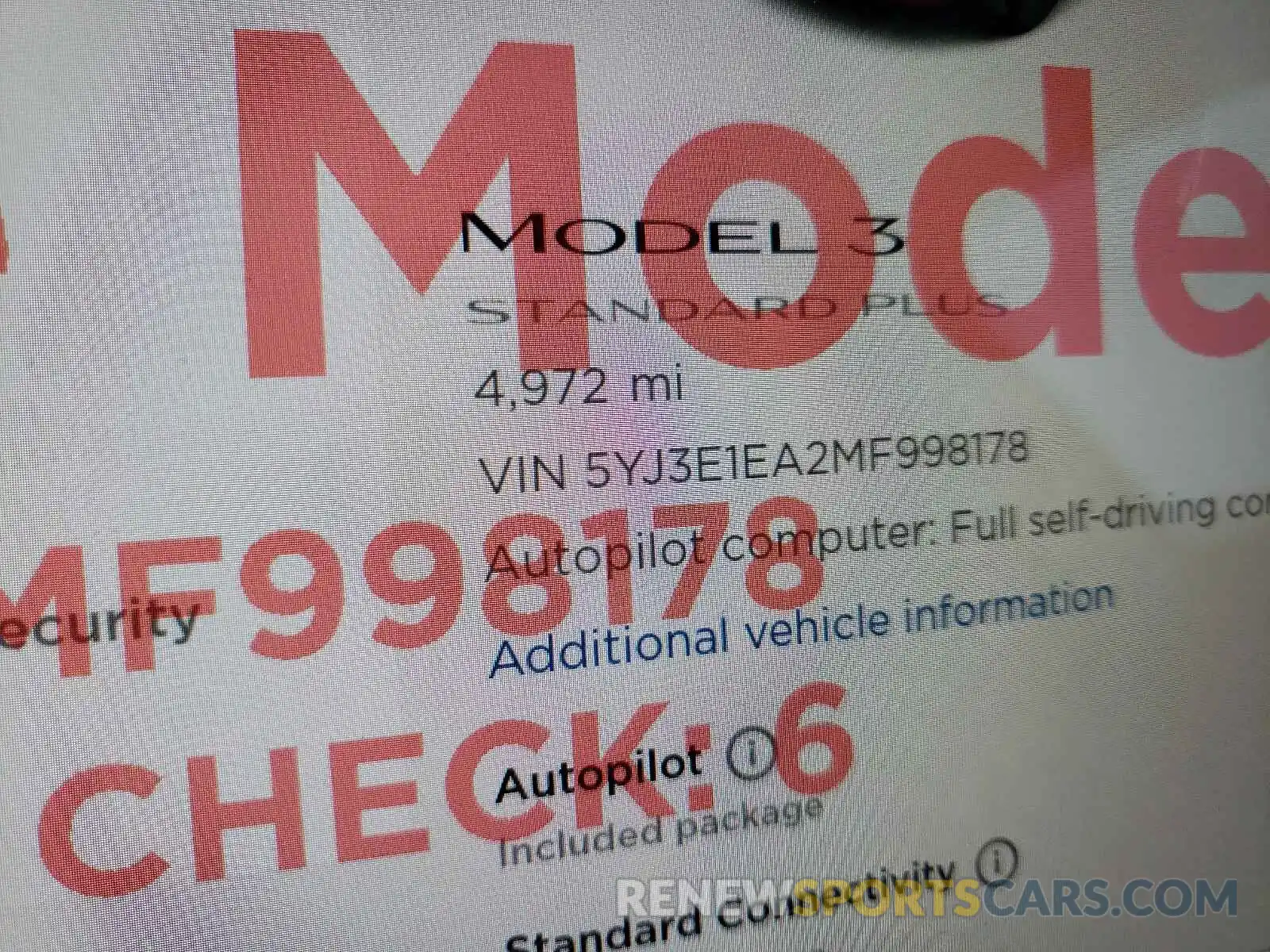 8 Photograph of a damaged car 5YJ3E1EA2MF998178 TESLA MODEL 3 2021