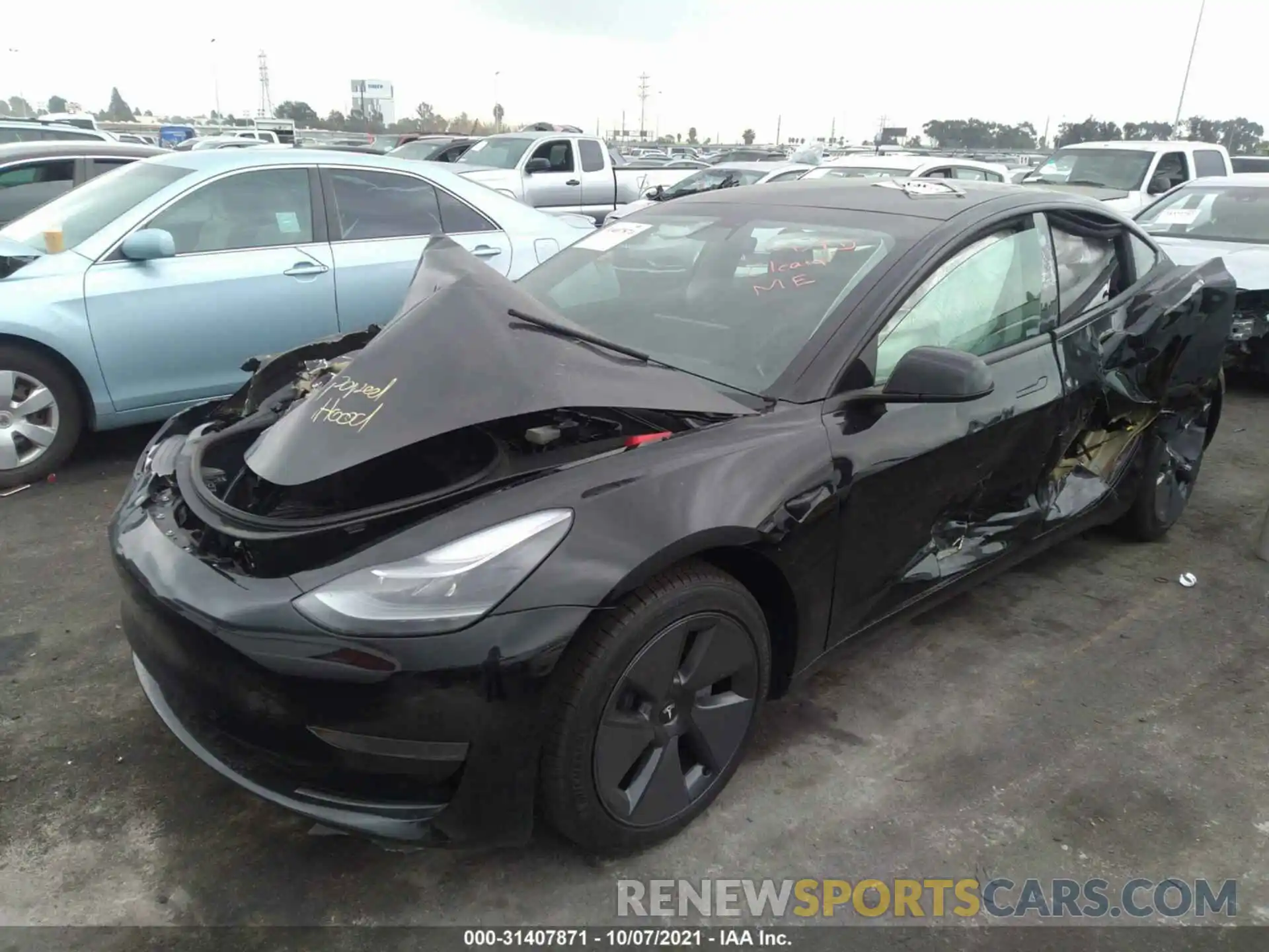 2 Фотография поврежденного автомобиля 5YJ3E1EA3MF002760 TESLA MODEL 3 2021