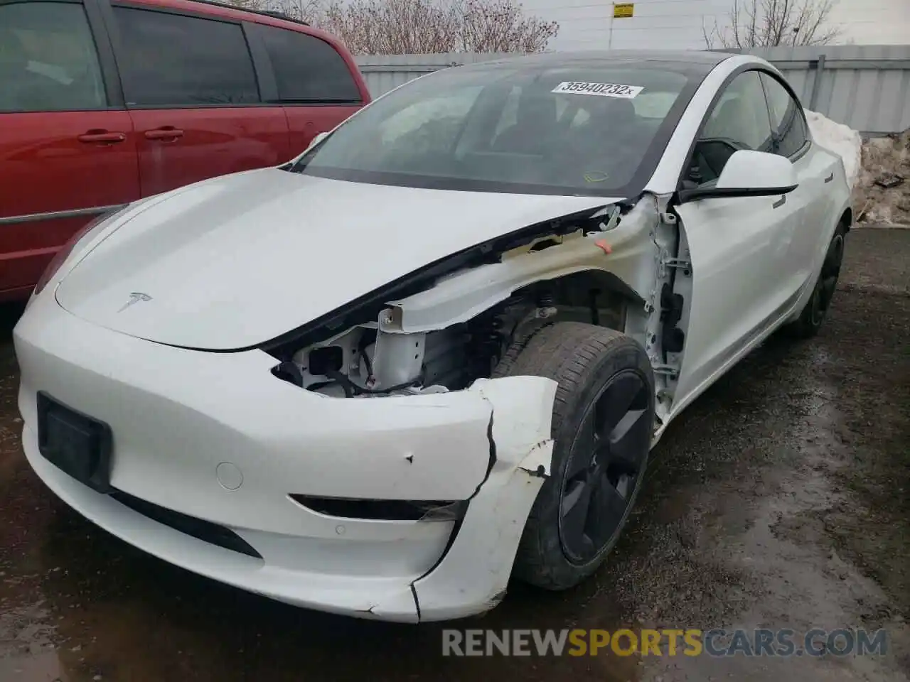 2 Photograph of a damaged car 5YJ3E1EA3MF013533 TESLA MODEL 3 2021