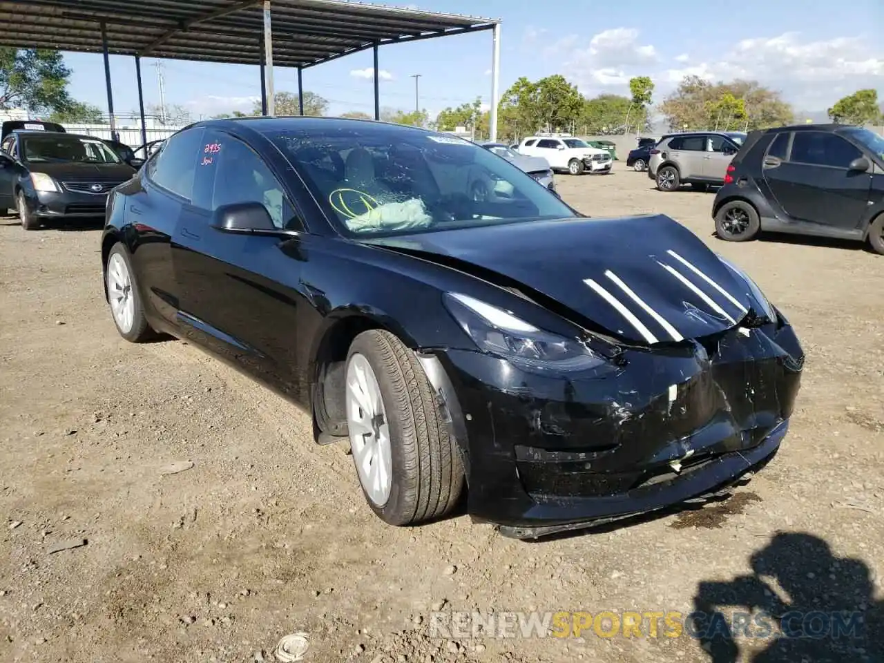 1 Photograph of a damaged car 5YJ3E1EA3MF050162 TESLA MODEL 3 2021