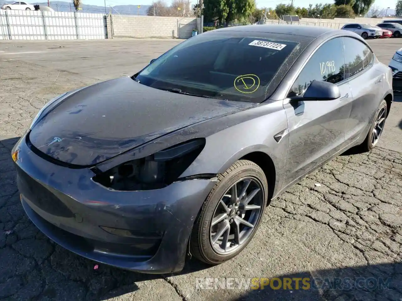 2 Photograph of a damaged car 5YJ3E1EA3MF051618 TESLA MODEL 3 2021