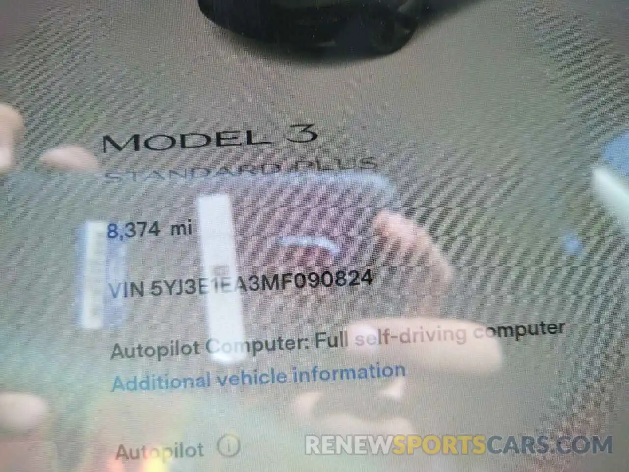 8 Фотография поврежденного автомобиля 5YJ3E1EA3MF090824 TESLA MODEL 3 2021