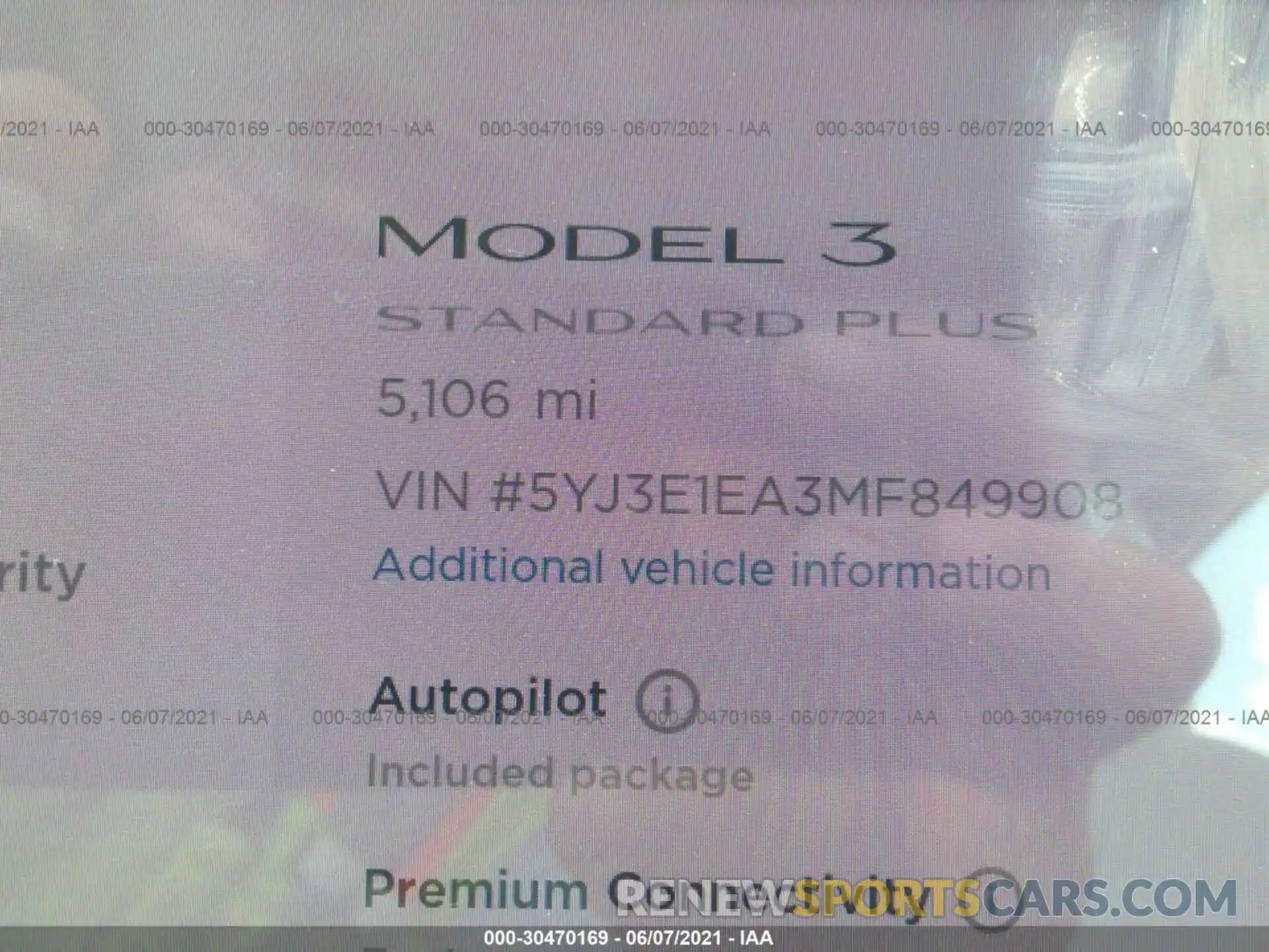 7 Фотография поврежденного автомобиля 5YJ3E1EA3MF849908 TESLA MODEL 3 2021