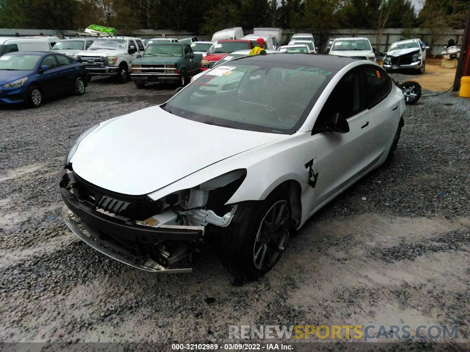 2 Photograph of a damaged car 5YJ3E1EA3MF852078 TESLA MODEL 3 2021