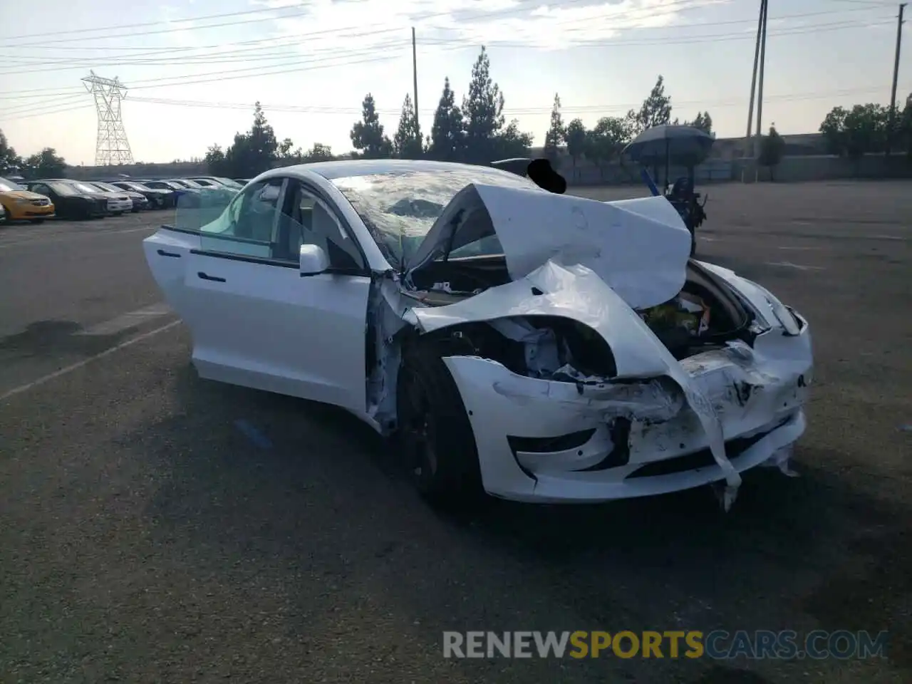 1 Photograph of a damaged car 5YJ3E1EA3MF877885 TESLA MODEL 3 2021