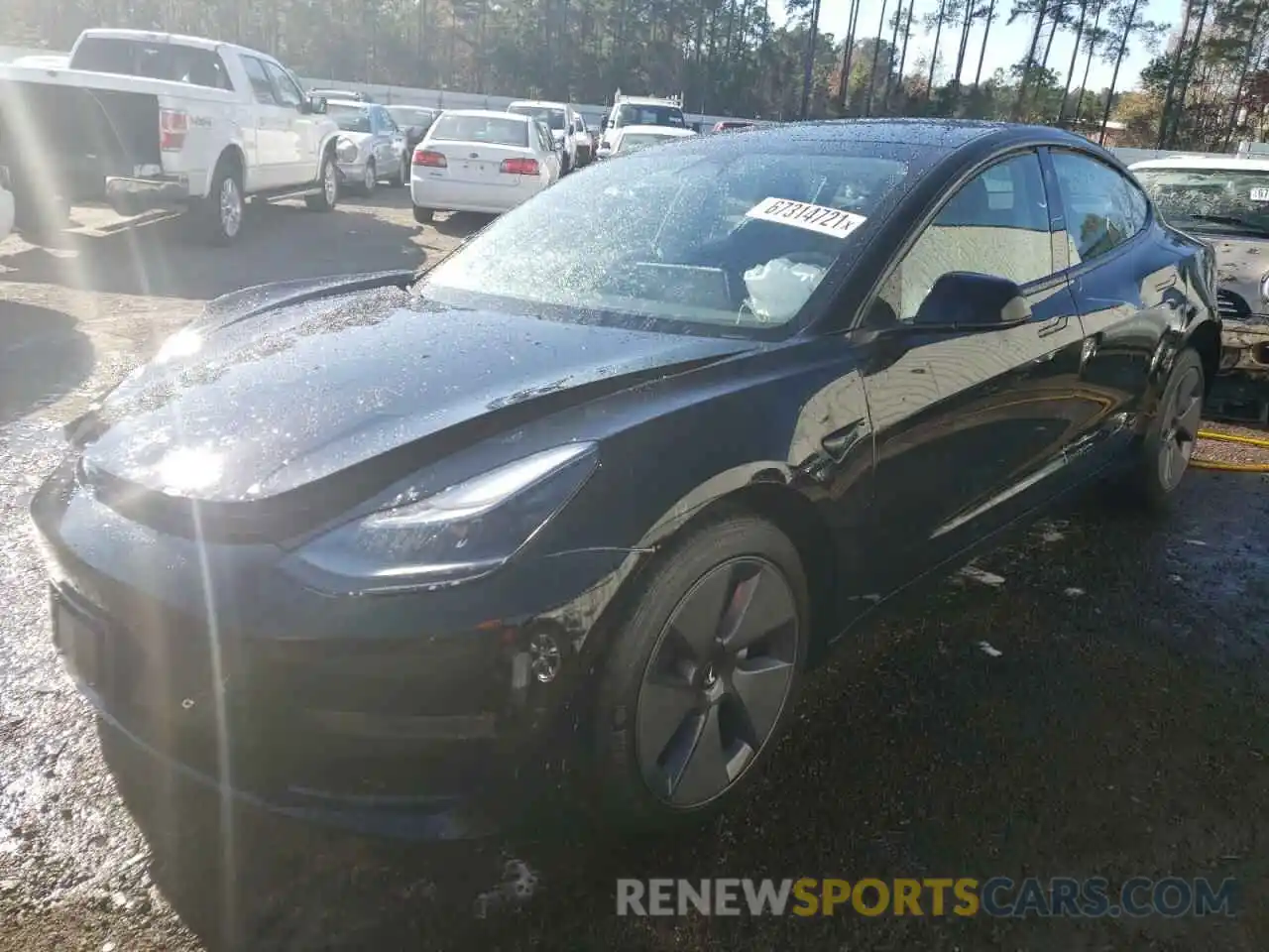 2 Photograph of a damaged car 5YJ3E1EA3MF907130 TESLA MODEL 3 2021