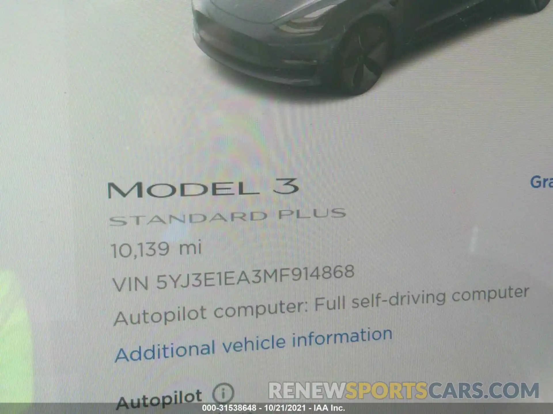 7 Фотография поврежденного автомобиля 5YJ3E1EA3MF914868 TESLA MODEL 3 2021