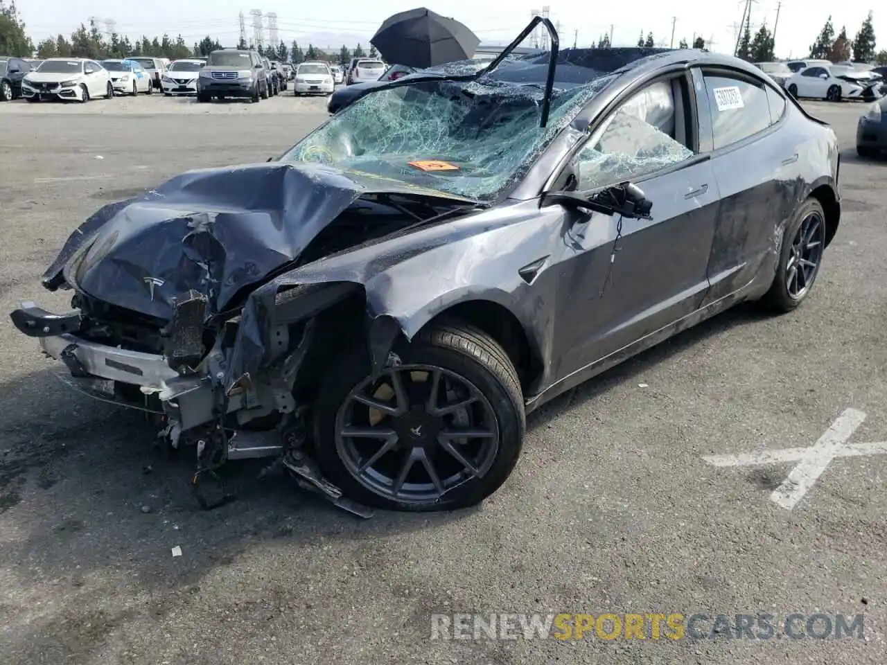 2 Photograph of a damaged car 5YJ3E1EA3MF922033 TESLA MODEL 3 2021