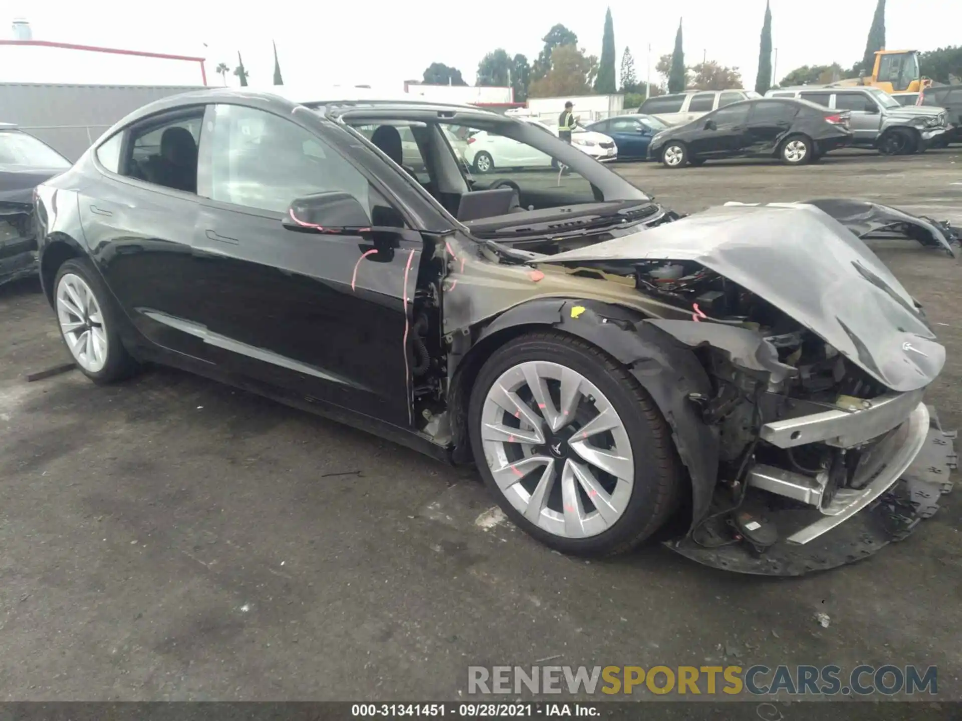 1 Photograph of a damaged car 5YJ3E1EA3MF938927 TESLA MODEL 3 2021