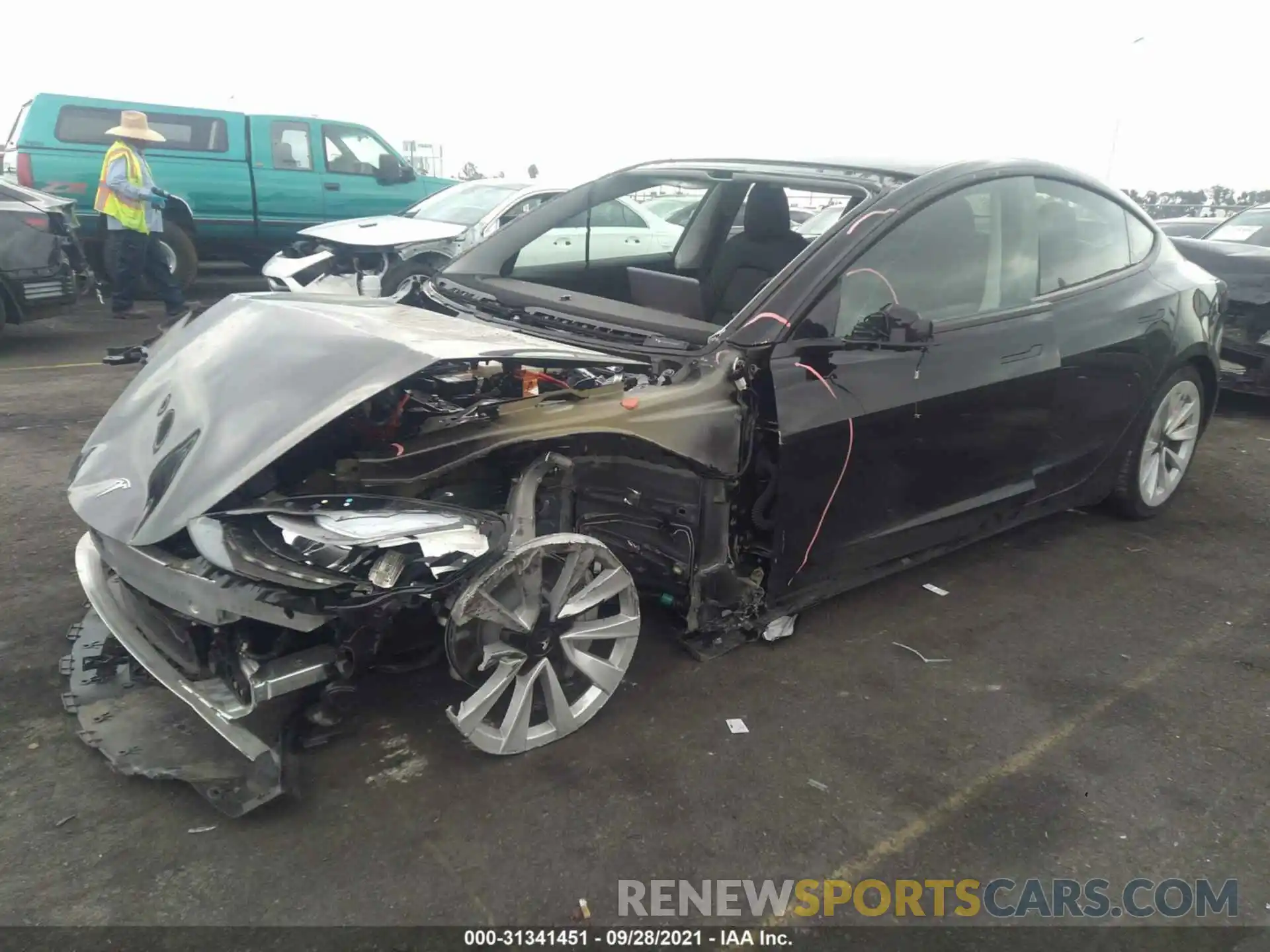 2 Photograph of a damaged car 5YJ3E1EA3MF938927 TESLA MODEL 3 2021