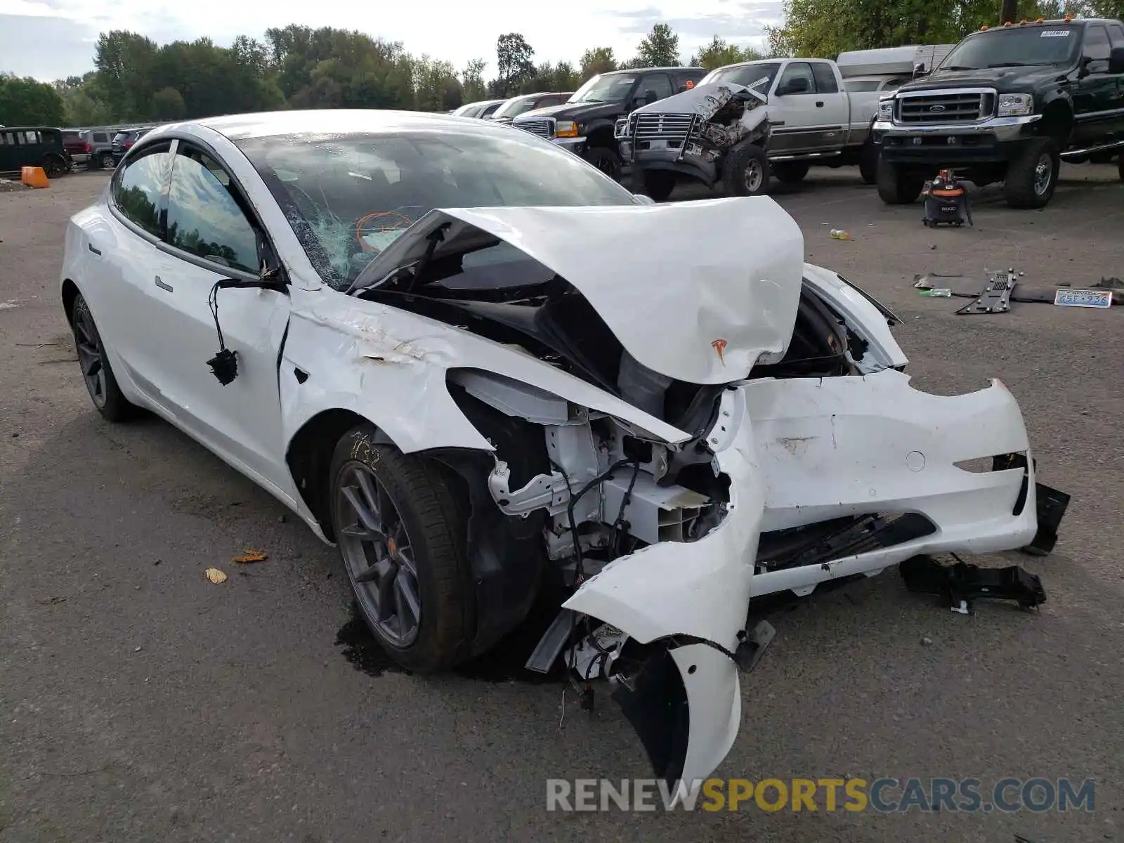 1 Photograph of a damaged car 5YJ3E1EA3MF943030 TESLA MODEL 3 2021