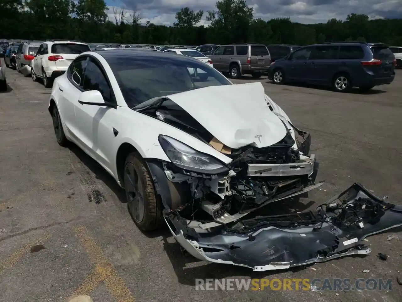 1 Photograph of a damaged car 5YJ3E1EA3MF976898 TESLA MODEL 3 2021