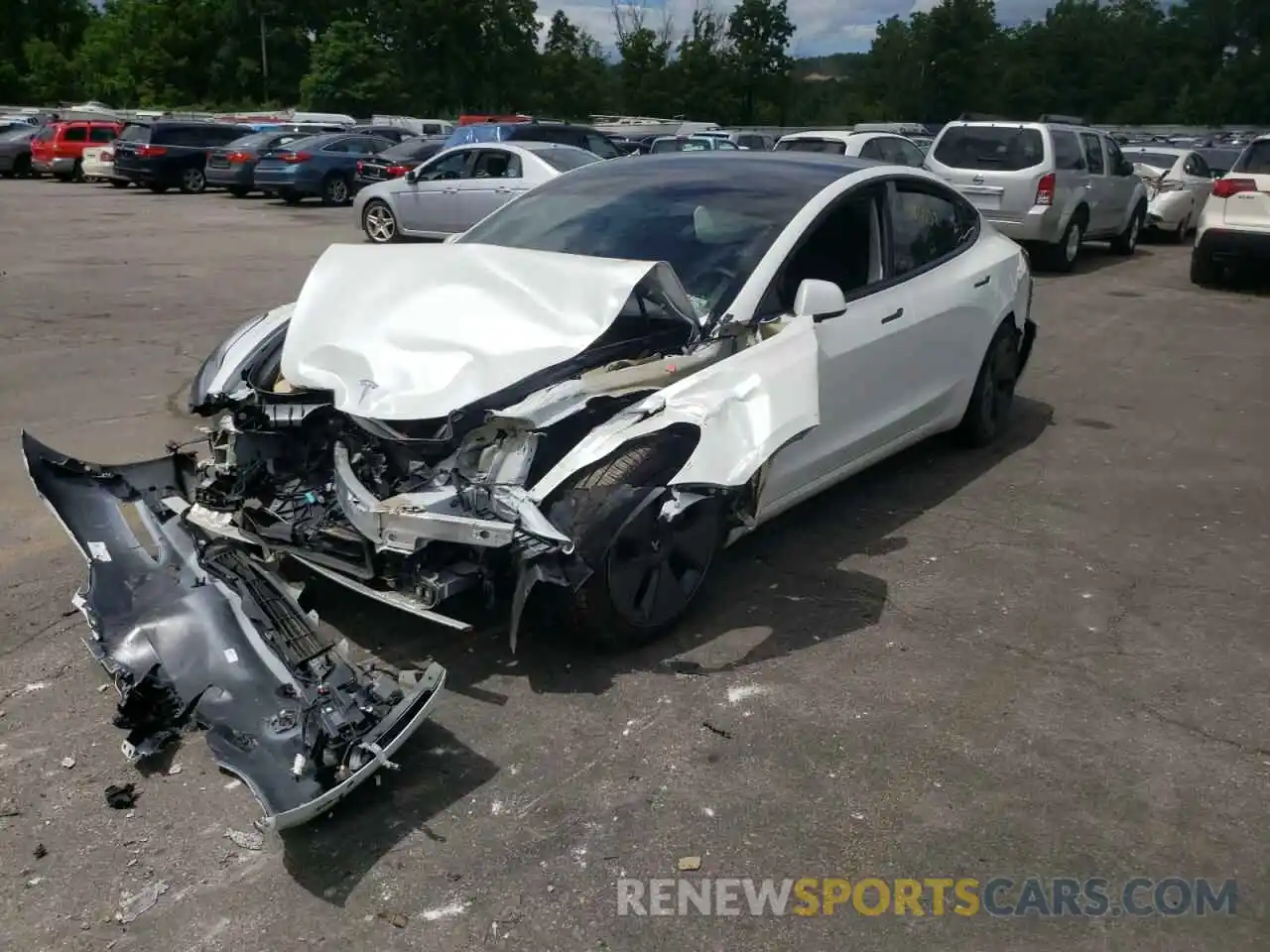 2 Photograph of a damaged car 5YJ3E1EA3MF976898 TESLA MODEL 3 2021