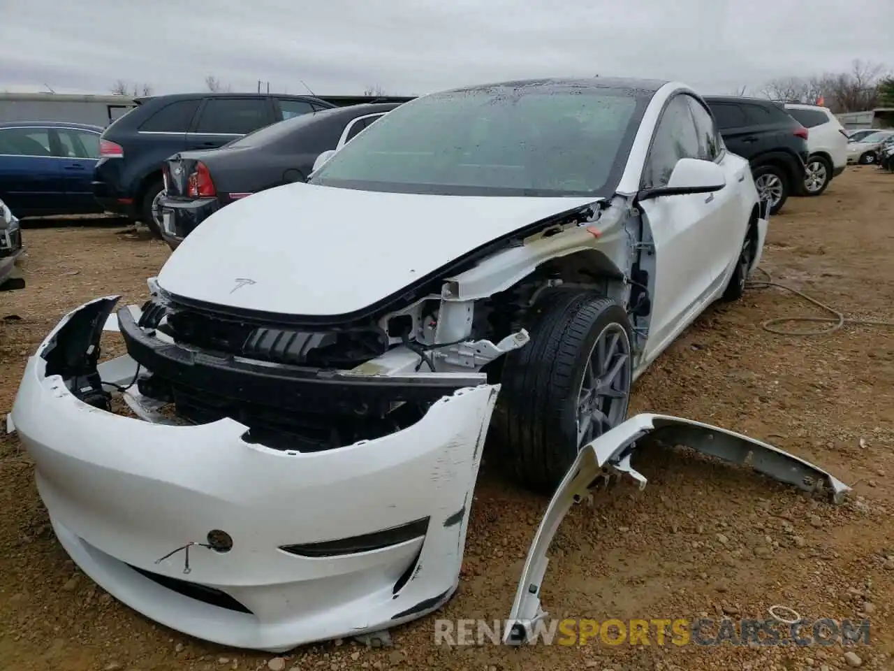 2 Photograph of a damaged car 5YJ3E1EA4MF009488 TESLA MODEL 3 2021