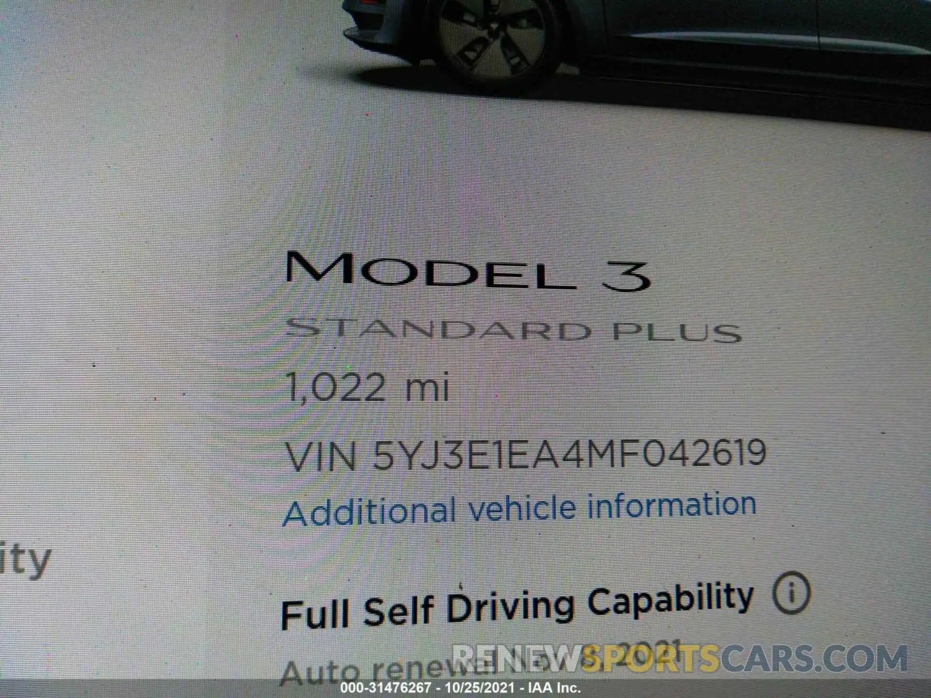 7 Photograph of a damaged car 5YJ3E1EA4MF042619 TESLA MODEL 3 2021