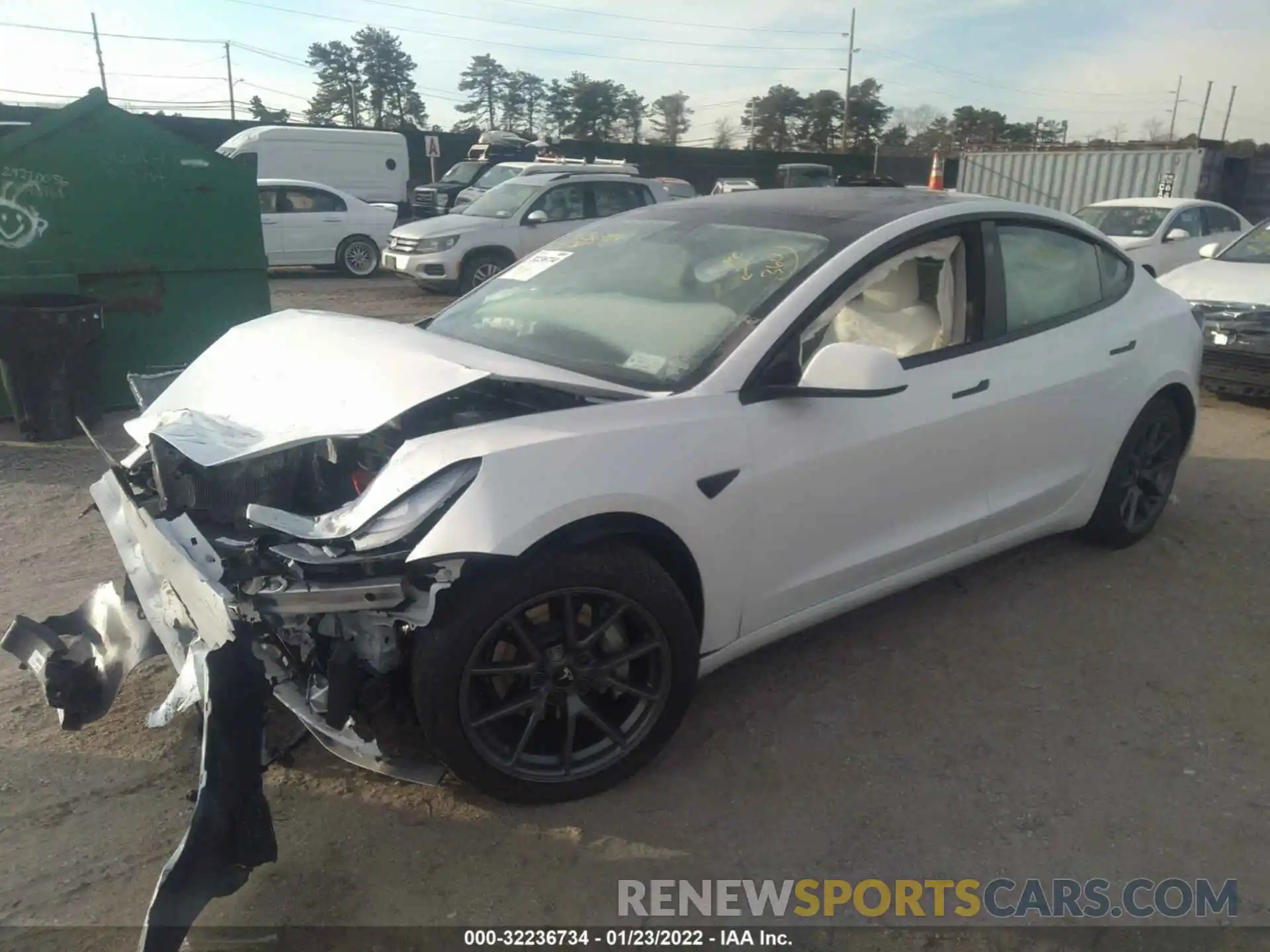 2 Photograph of a damaged car 5YJ3E1EA4MF063082 TESLA MODEL 3 2021