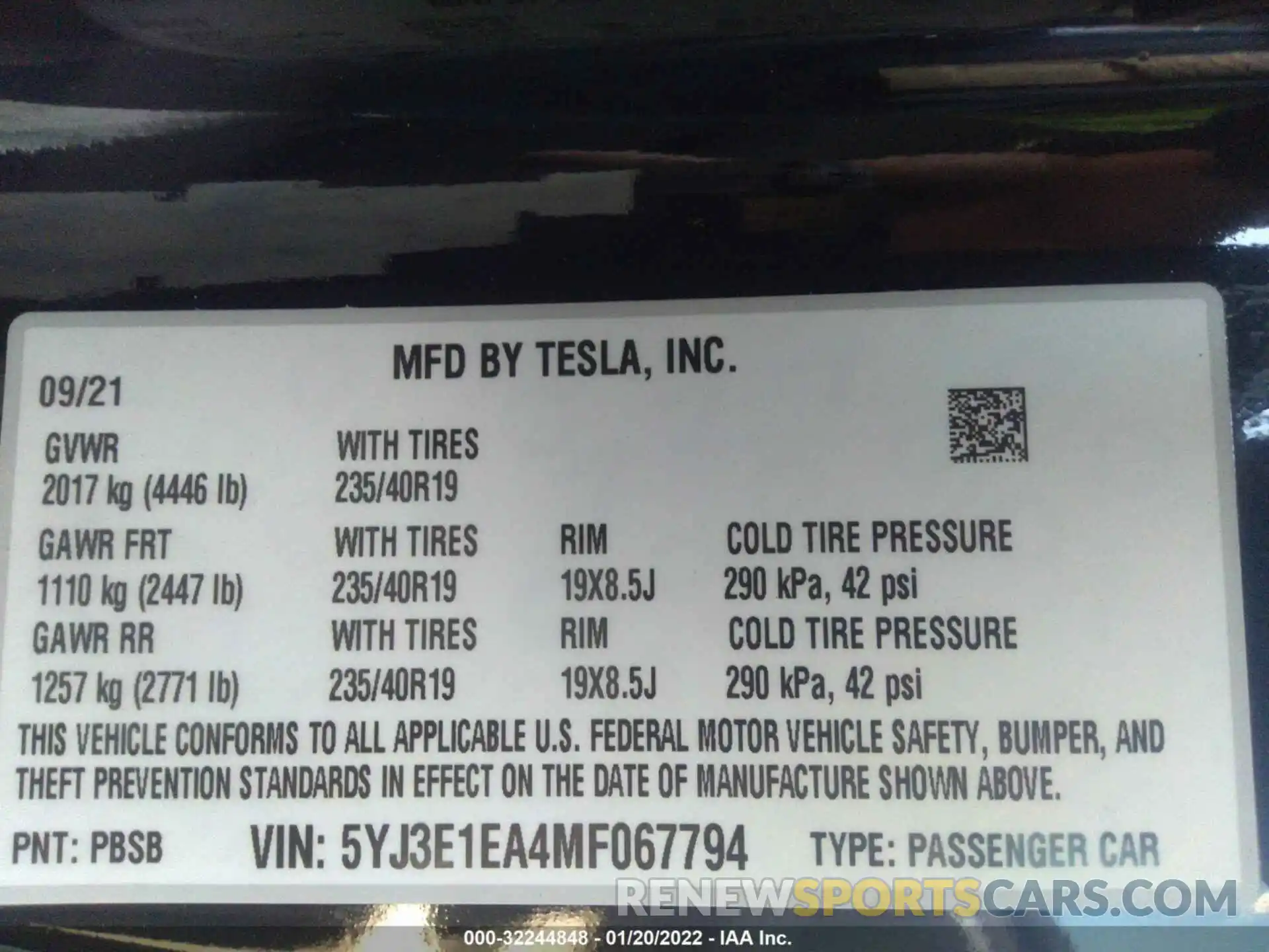 9 Photograph of a damaged car 5YJ3E1EA4MF067794 TESLA MODEL 3 2021