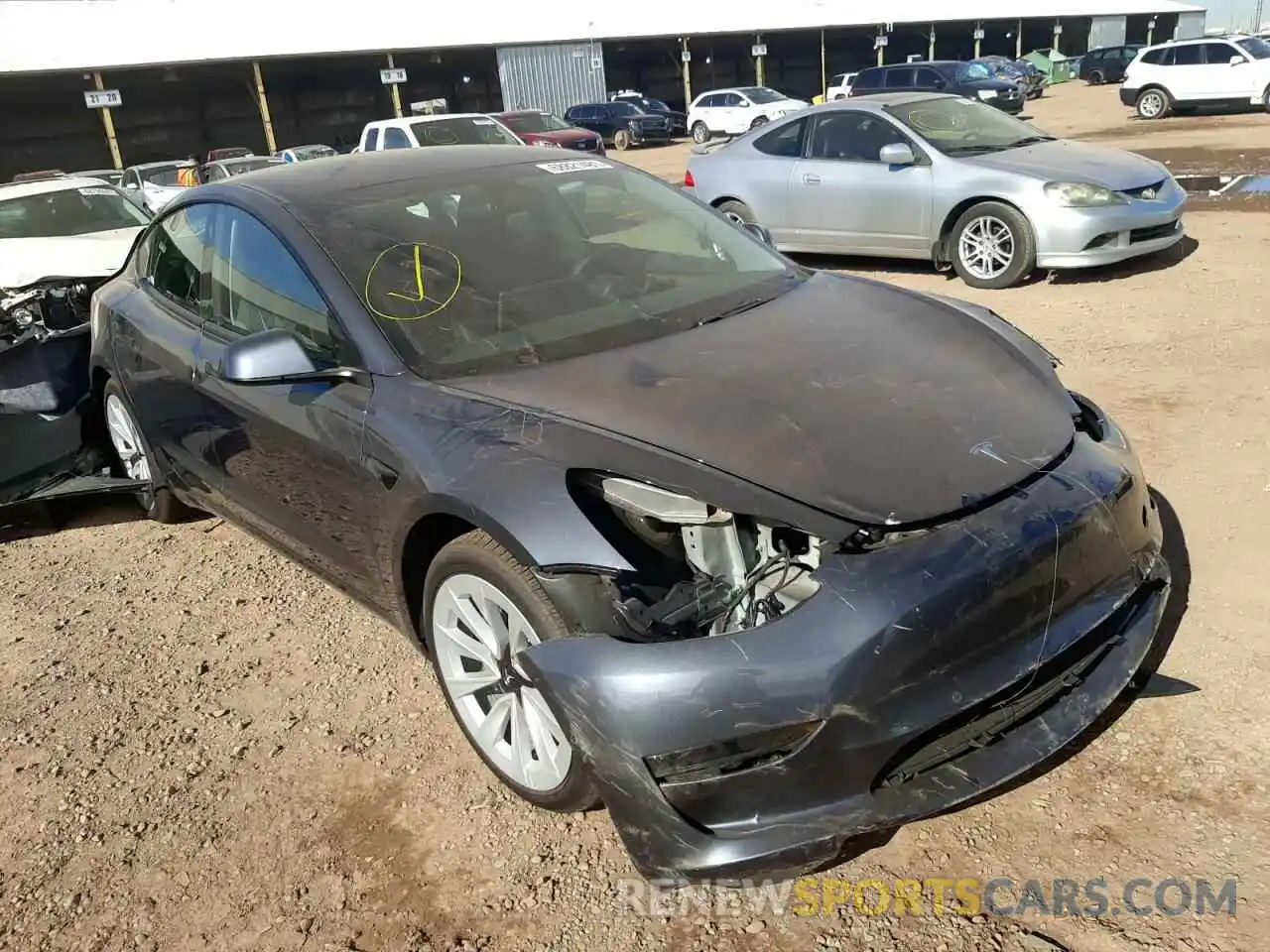 1 Photograph of a damaged car 5YJ3E1EA4MF071733 TESLA MODEL 3 2021