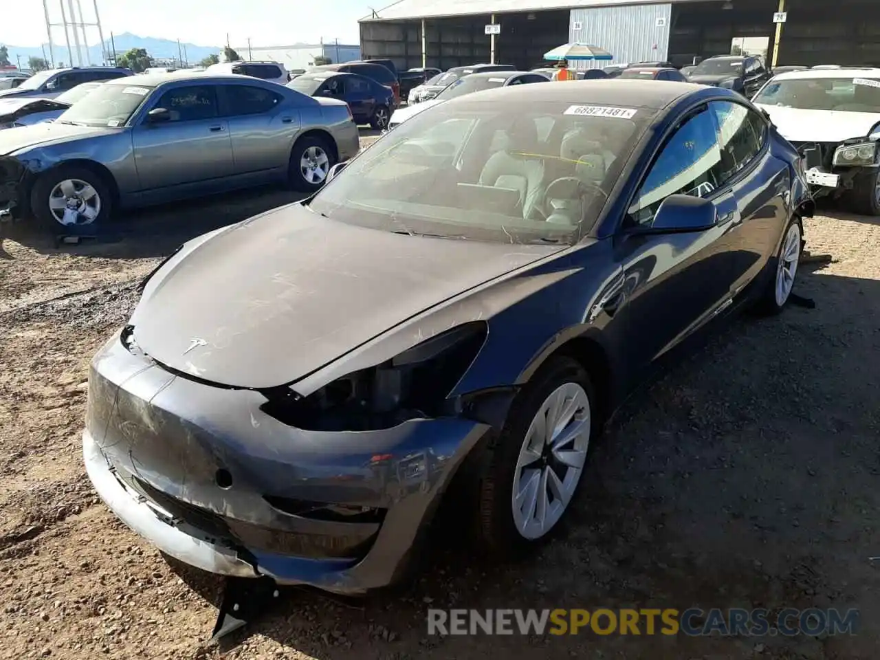 2 Photograph of a damaged car 5YJ3E1EA4MF071733 TESLA MODEL 3 2021