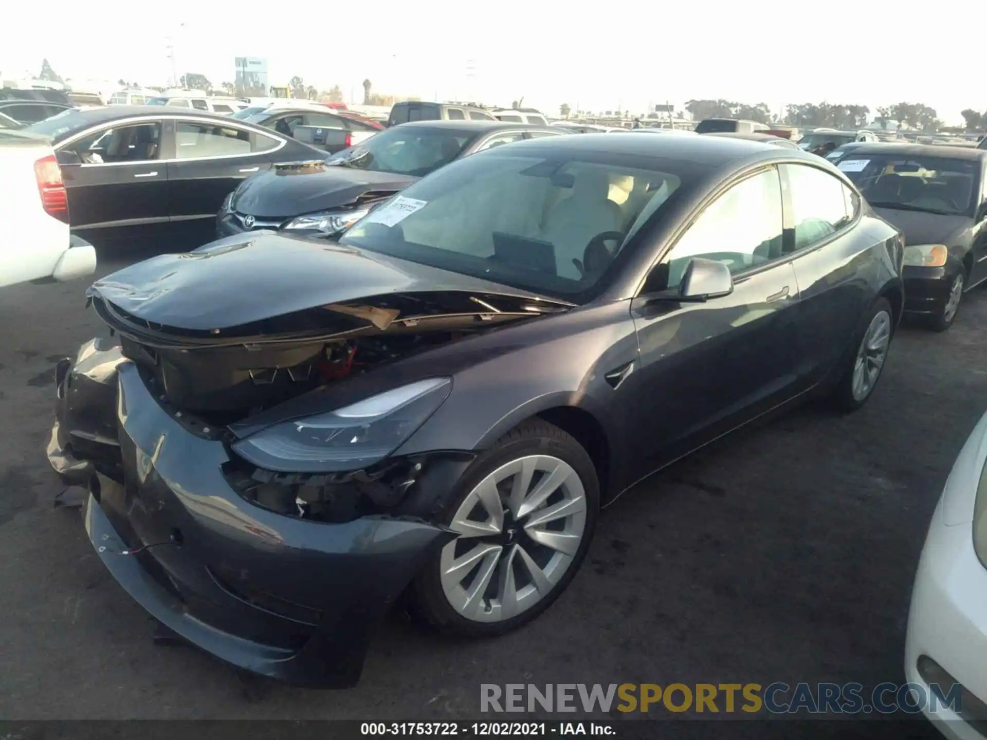 2 Photograph of a damaged car 5YJ3E1EA4MF074535 TESLA MODEL 3 2021