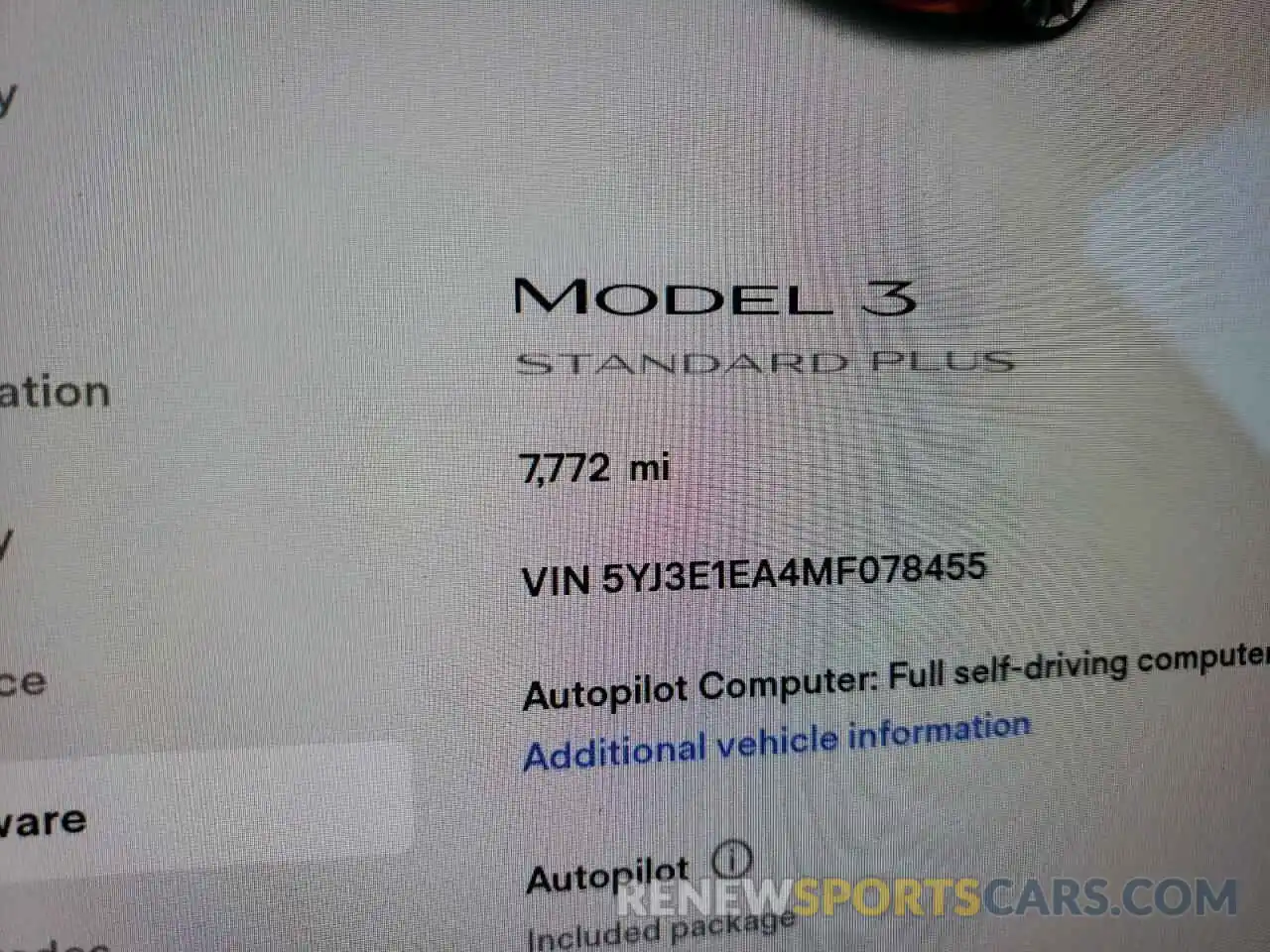 8 Photograph of a damaged car 5YJ3E1EA4MF078455 TESLA MODEL 3 2021