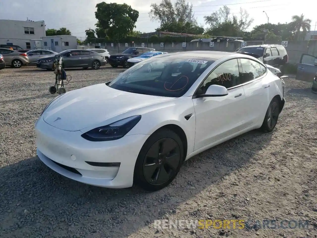 2 Photograph of a damaged car 5YJ3E1EA4MF085762 TESLA MODEL 3 2021