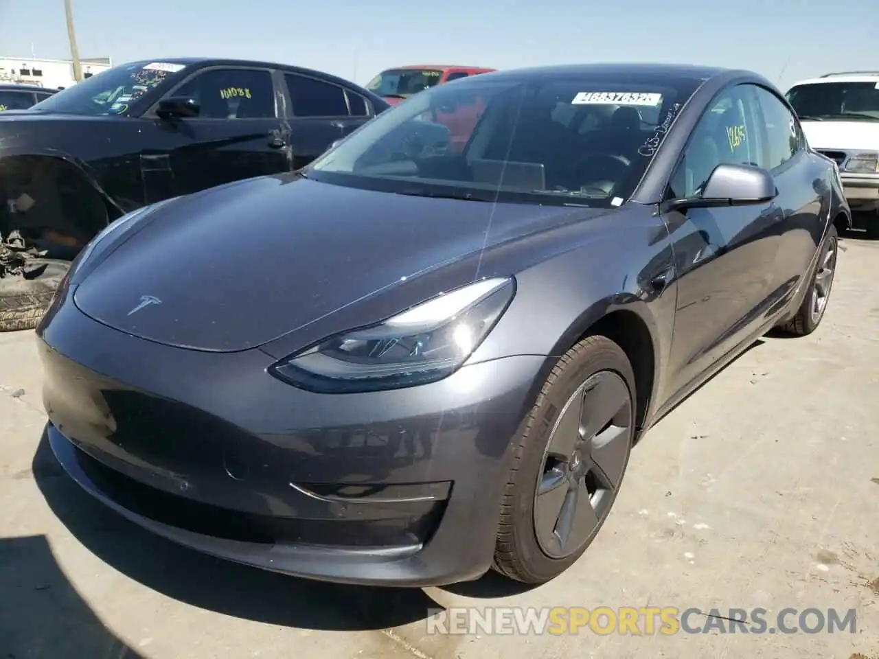 2 Photograph of a damaged car 5YJ3E1EA4MF092811 TESLA MODEL 3 2021