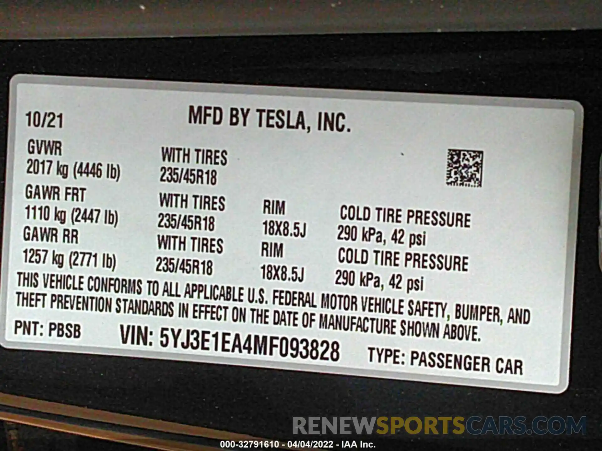 9 Фотография поврежденного автомобиля 5YJ3E1EA4MF093828 TESLA MODEL 3 2021