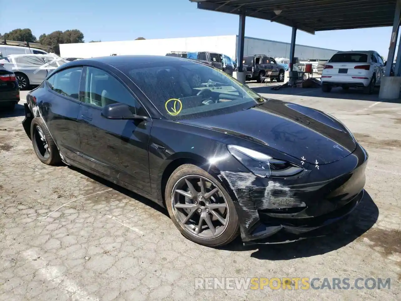 1 Photograph of a damaged car 5YJ3E1EA4MF093943 TESLA MODEL 3 2021