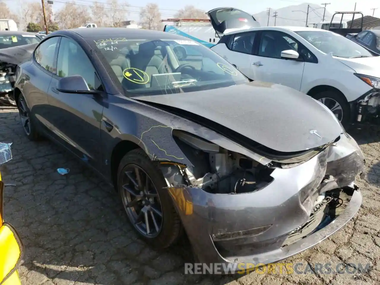 1 Photograph of a damaged car 5YJ3E1EA4MF100485 TESLA MODEL 3 2021