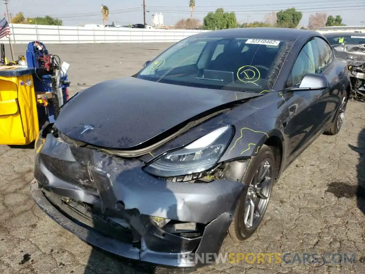 2 Photograph of a damaged car 5YJ3E1EA4MF100485 TESLA MODEL 3 2021