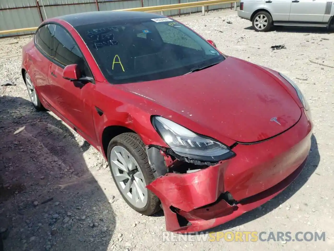 1 Photograph of a damaged car 5YJ3E1EA4MF851263 TESLA MODEL 3 2021