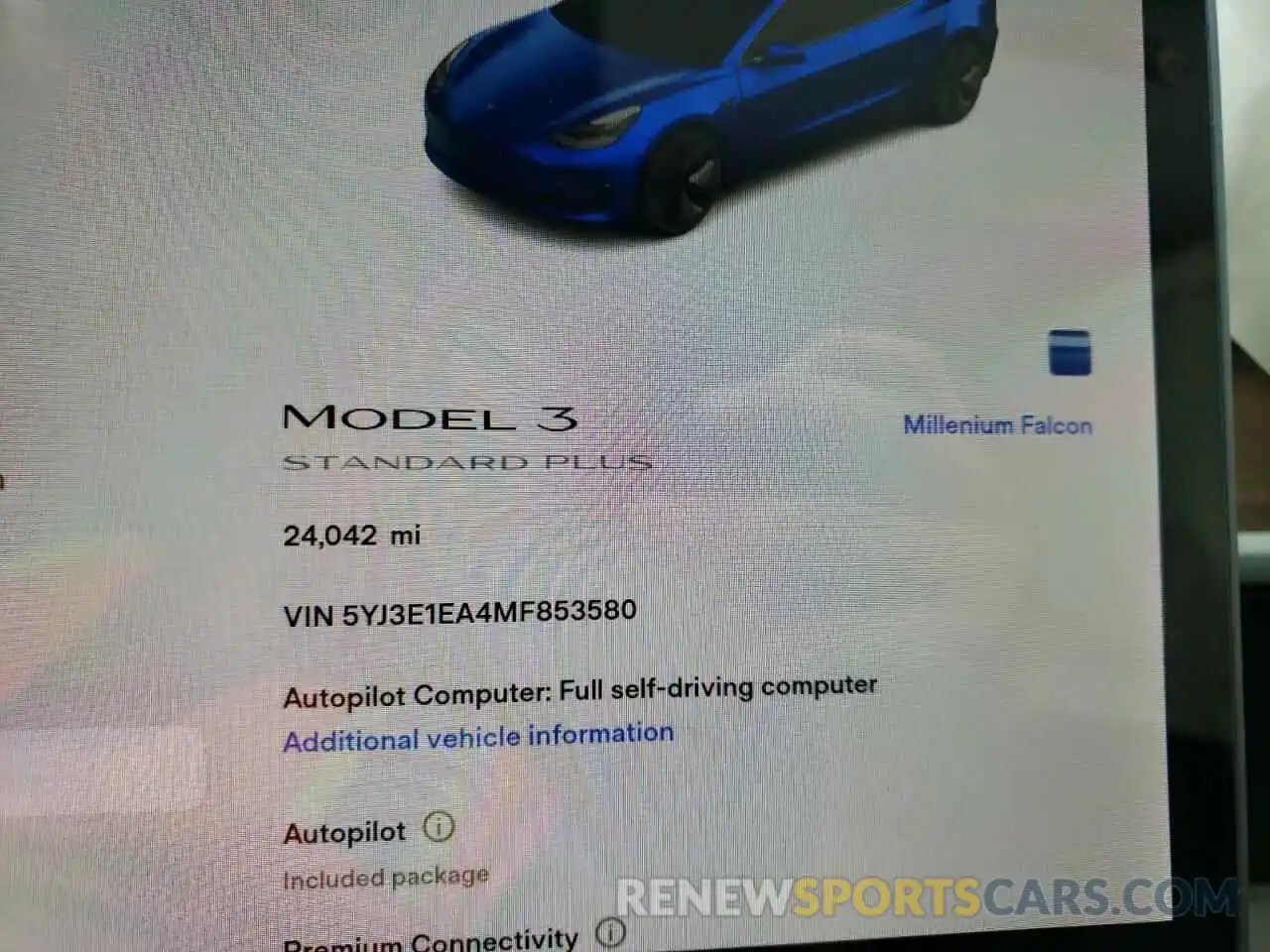 8 Фотография поврежденного автомобиля 5YJ3E1EA4MF853580 TESLA MODEL 3 2021