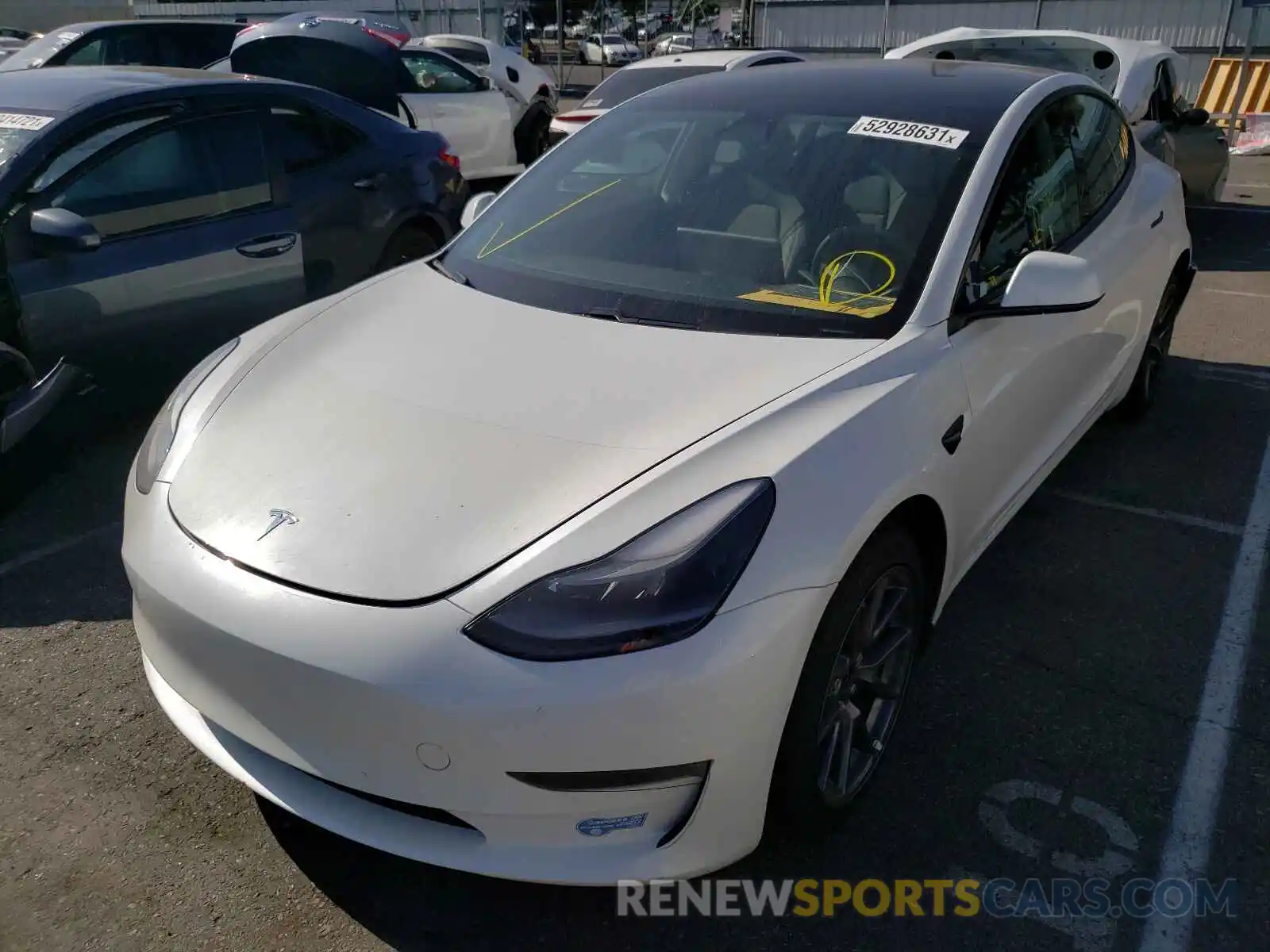 2 Photograph of a damaged car 5YJ3E1EA4MF873912 TESLA MODEL 3 2021