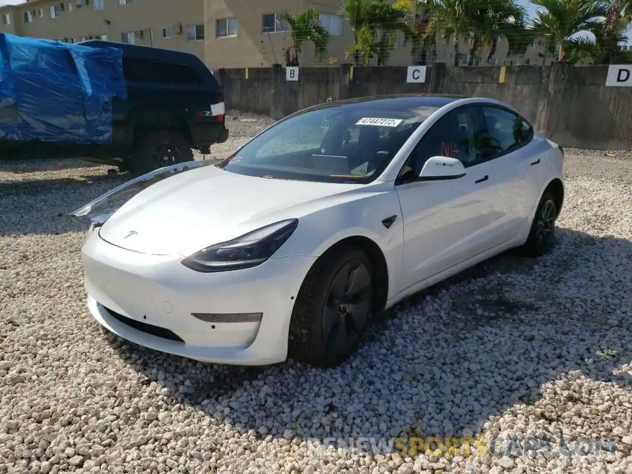 2 Photograph of a damaged car 5YJ3E1EA4MF914815 TESLA MODEL 3 2021