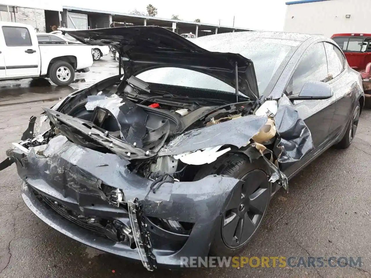 2 Photograph of a damaged car 5YJ3E1EA4MF920727 TESLA MODEL 3 2021