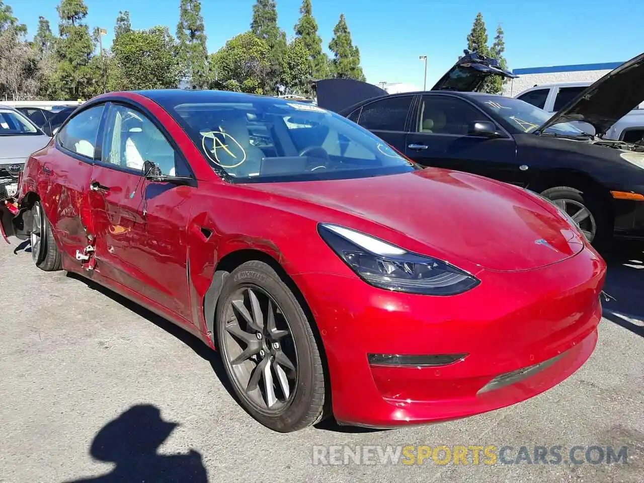 1 Фотография поврежденного автомобиля 5YJ3E1EA4MF921635 TESLA MODEL 3 2021