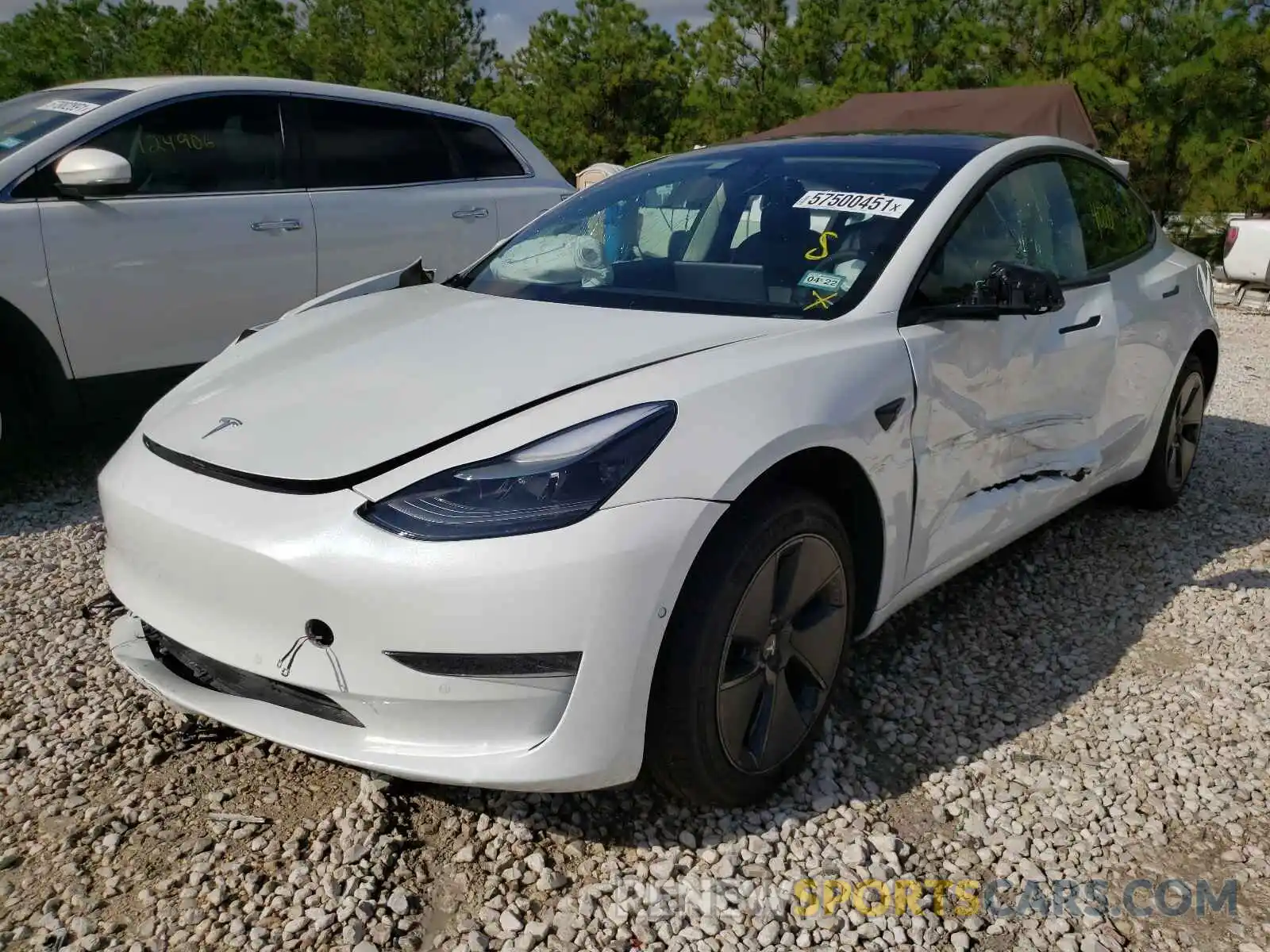 2 Photograph of a damaged car 5YJ3E1EA4MF922848 TESLA MODEL 3 2021