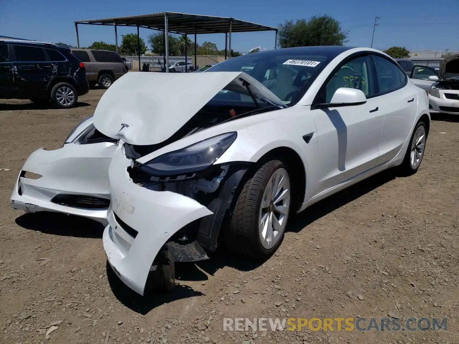 2 Photograph of a damaged car 5YJ3E1EA4MF927788 TESLA MODEL 3 2021