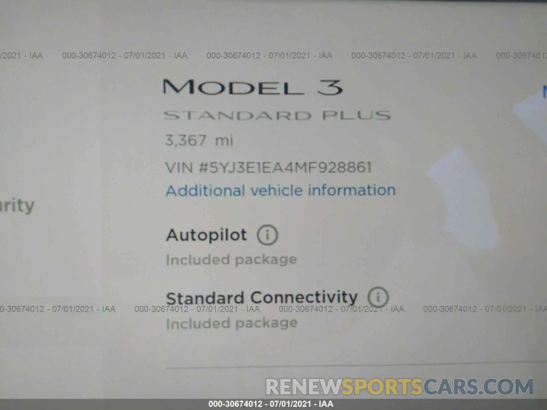 7 Фотография поврежденного автомобиля 5YJ3E1EA4MF928861 TESLA MODEL 3 2021